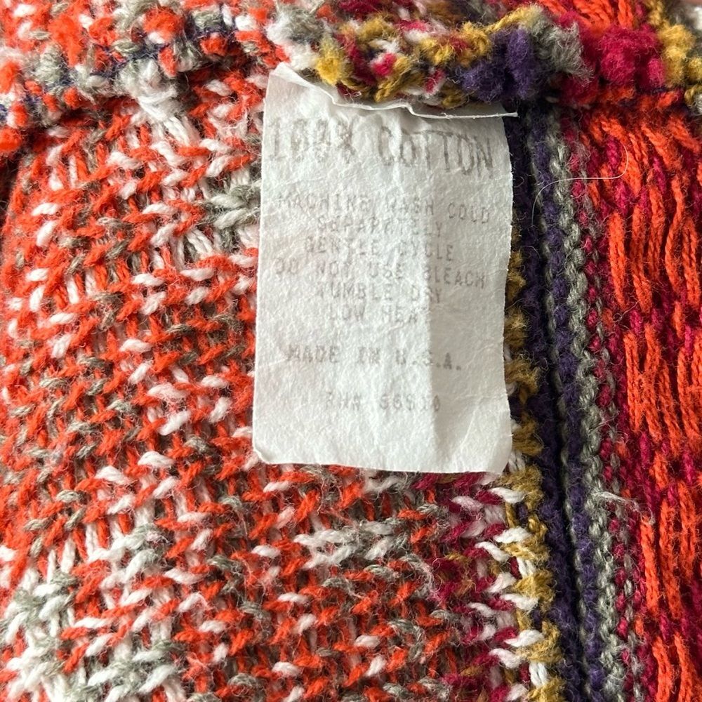 Vtg Colorful Floral Striped Knit Cardigan Sweater Button Up VNeck Oversize Small - Picture 7 of 8